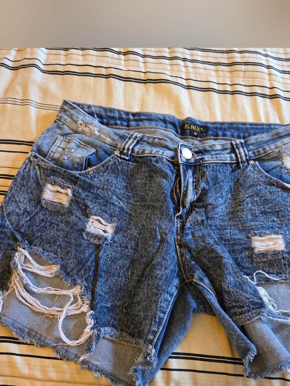 Distressed Blue Denim Women's Shorts